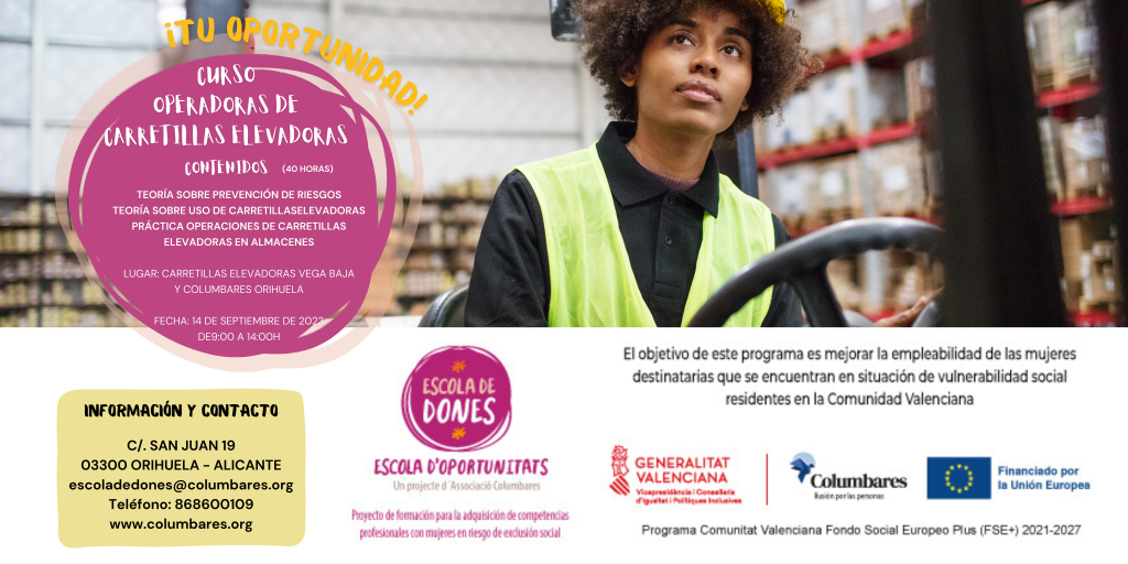 Banner Curso de Carretillas. Escola de Dones