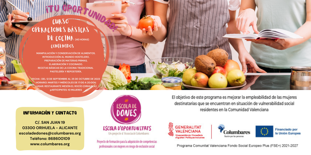 Banner Curso de Cocina Escola de Dones