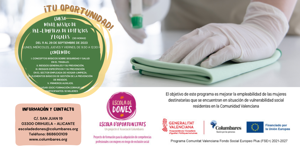 Curso de Limpieza. Escola de Dones