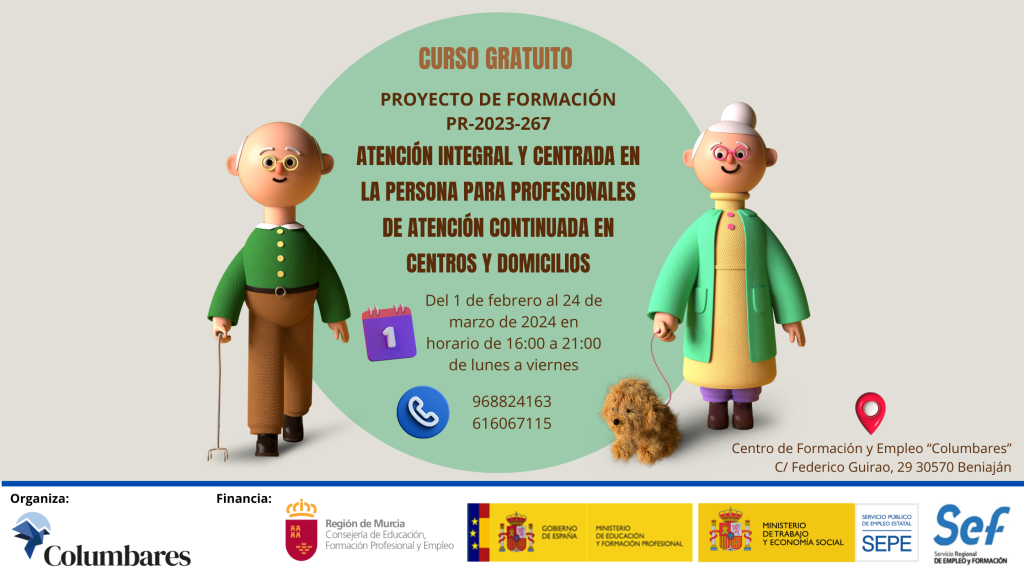 Nuevo curso "Atención Integral y Centrada en la Persona para Profesionales de Atención Continuada en Centros y Domicilios".