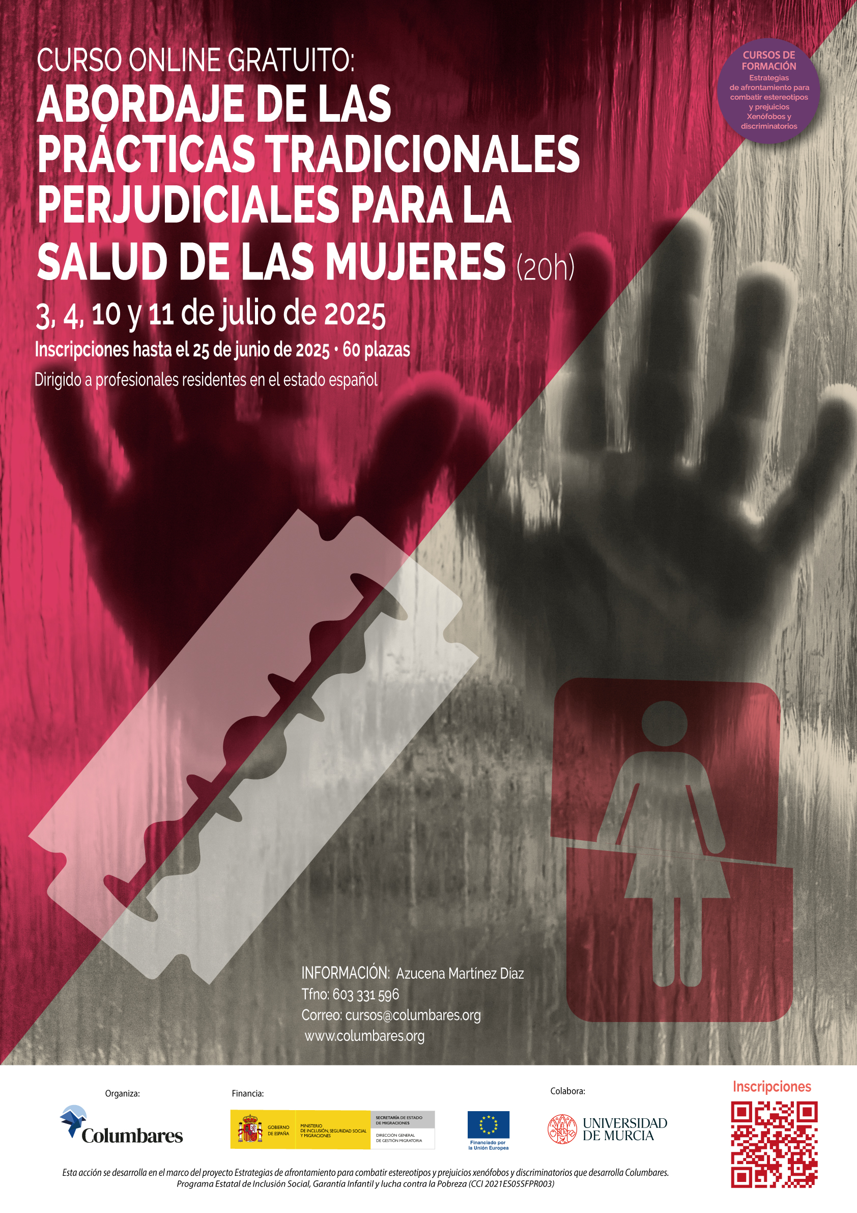 Cartel del curso Abordaje para las prácticas perjudiciales tradicionales para la salud de las mujeres