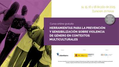 Cartel del curso online Herramientas para la prevención y sensibilización sobre violencia de género en contextos multiculturales